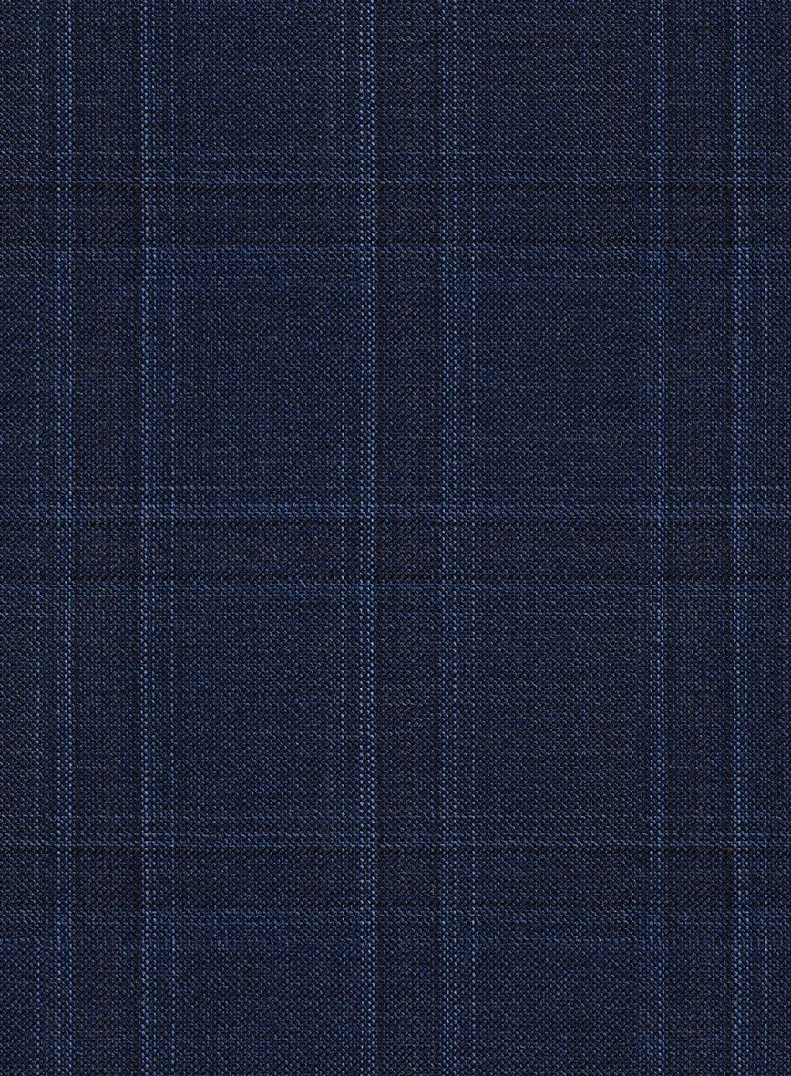 Reda Dark Navy Checks Wool Jacket