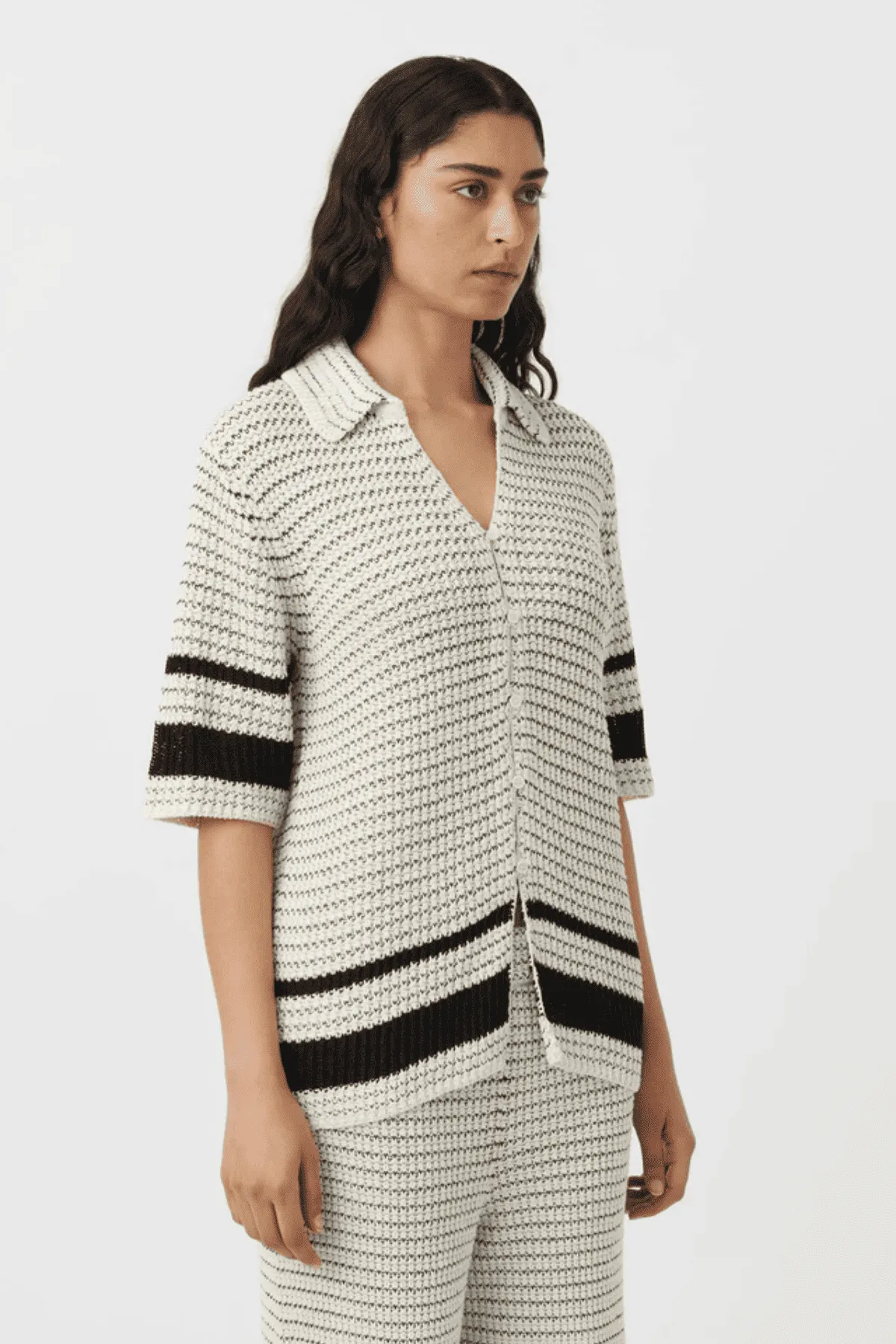 REEF KNIT BOYFRIEND SHIRT CREAM/BLACK