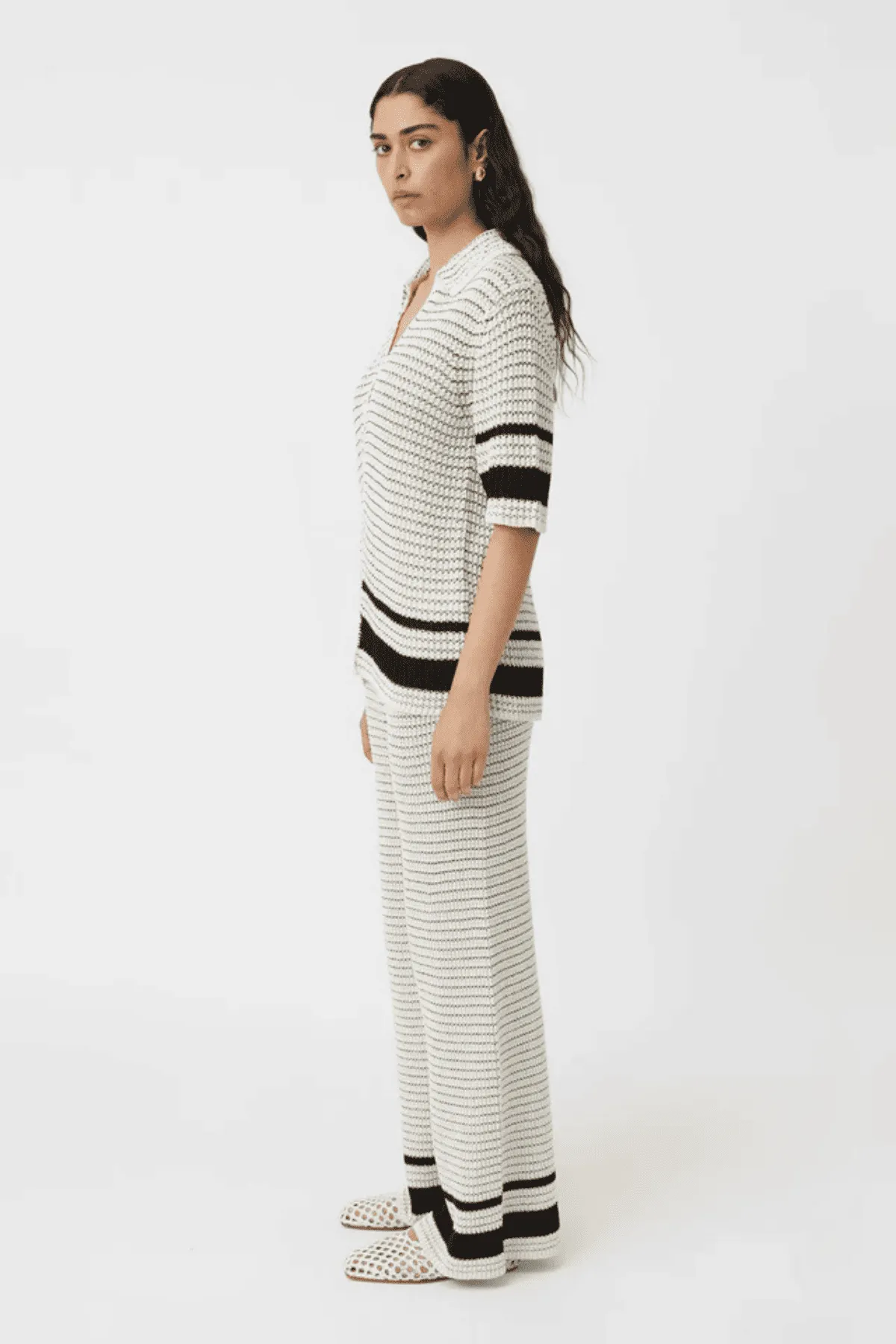 REEF KNIT BOYFRIEND SHIRT CREAM/BLACK