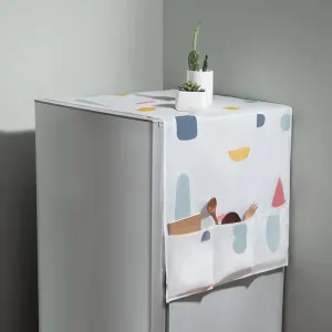 Refrigerator Storage Bag Cover for Top with 6 Utility Pockets Transparent Fridge Cover