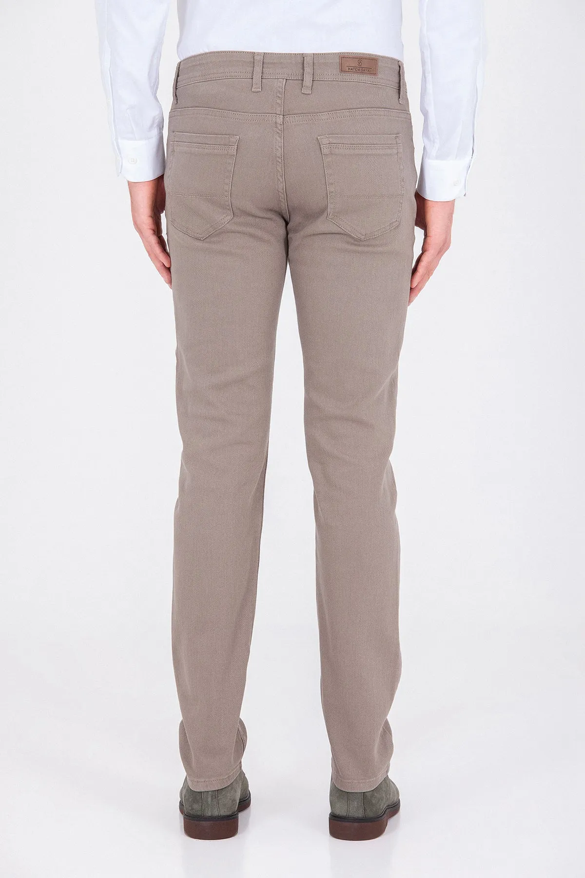 Regular Fit 5 Pocket Low Waist Cotton Beige Denim