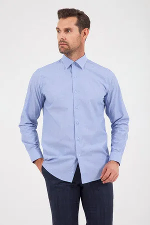 Regular Fit Long Sleeve Cotton Blue Casual Shirt