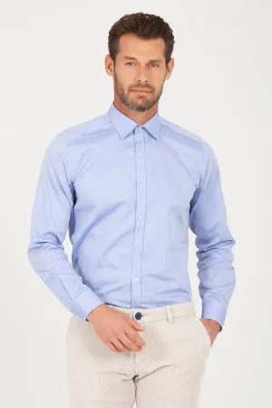 Regular Fit Long Sleeve Cotton Dark Blue Dress Shirt