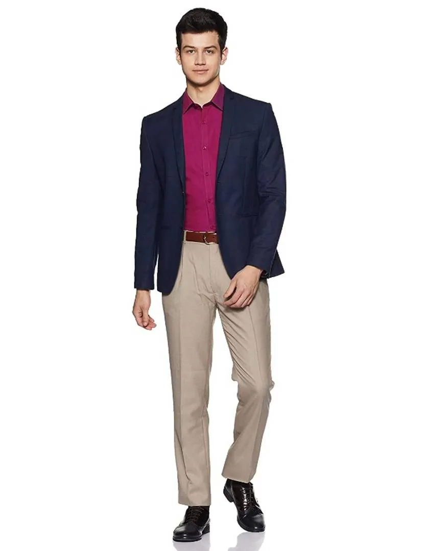 Regular Fit Men Cotton Formal Trousers