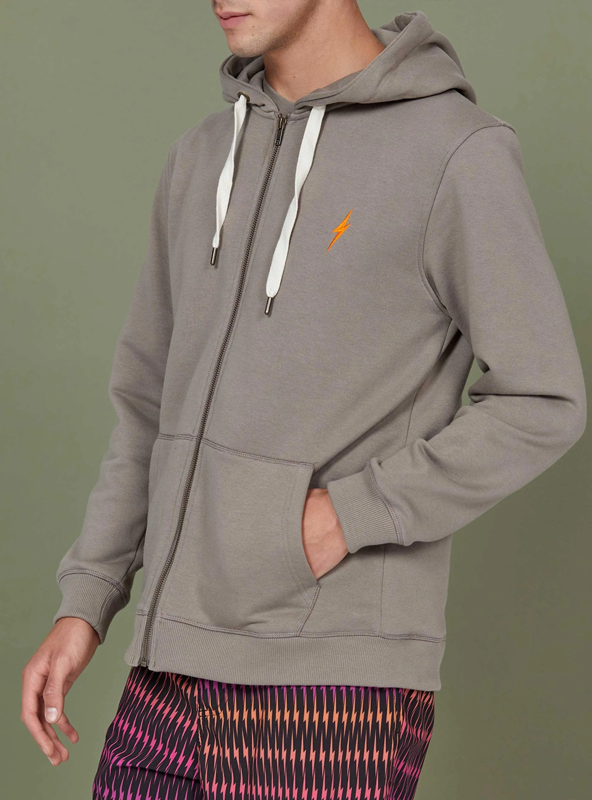 REGULAR ZIP HOODIE WITH EMBROIDERY ON THE BACK