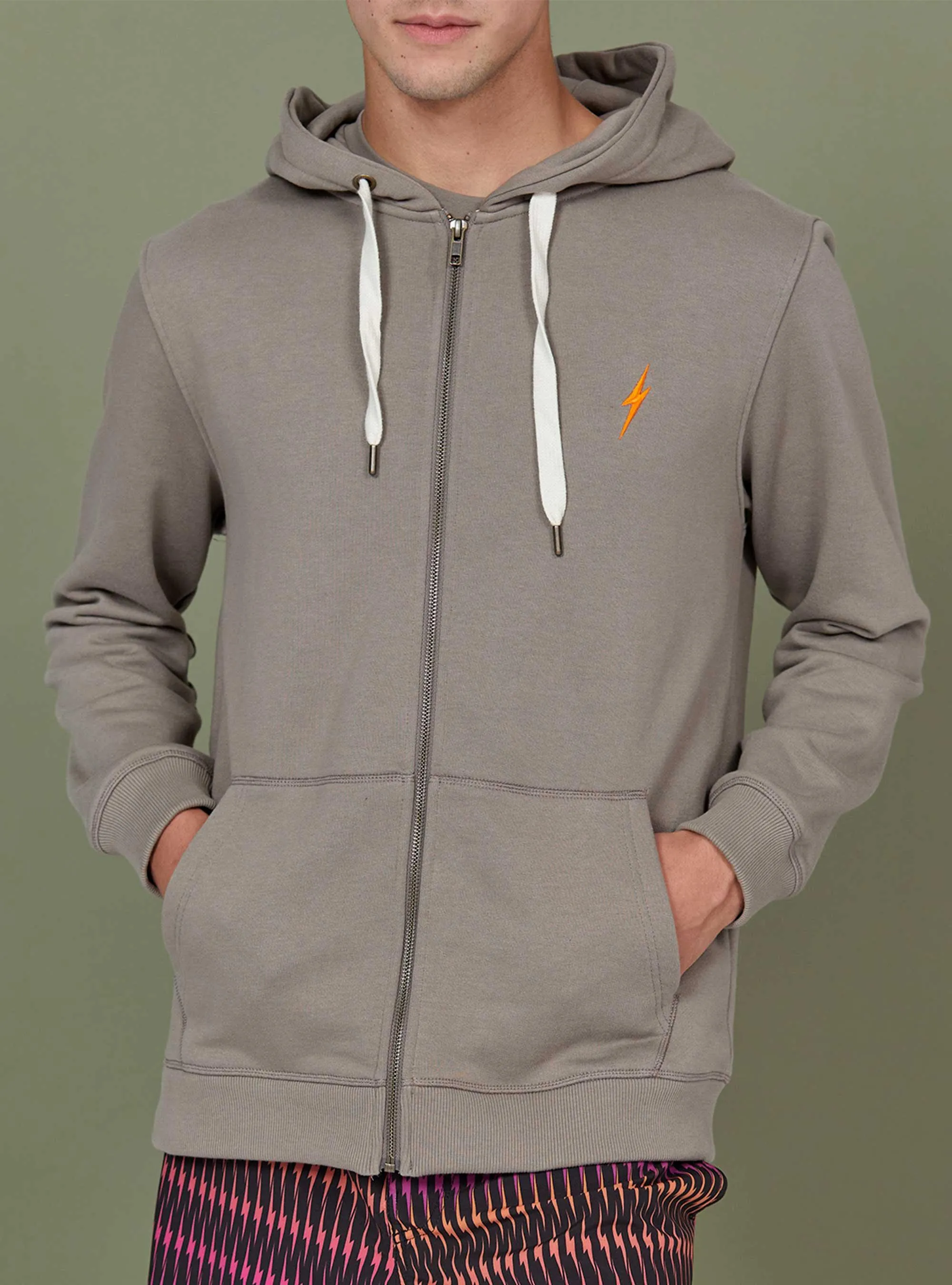 REGULAR ZIP HOODIE WITH EMBROIDERY ON THE BACK