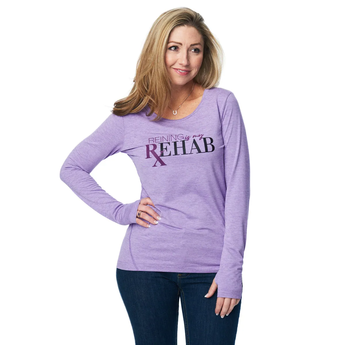 Reining is my Rehab Ladies Long Sleeve Tee