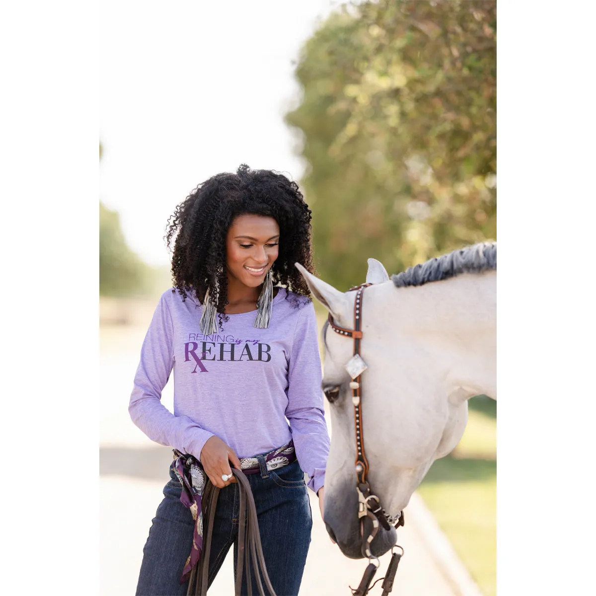Reining is my Rehab Ladies Long Sleeve Tee