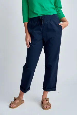 Relaxed Cropped Cotton Pant Navy