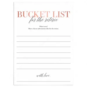 Retirement Bucket List Cards for Her Printable