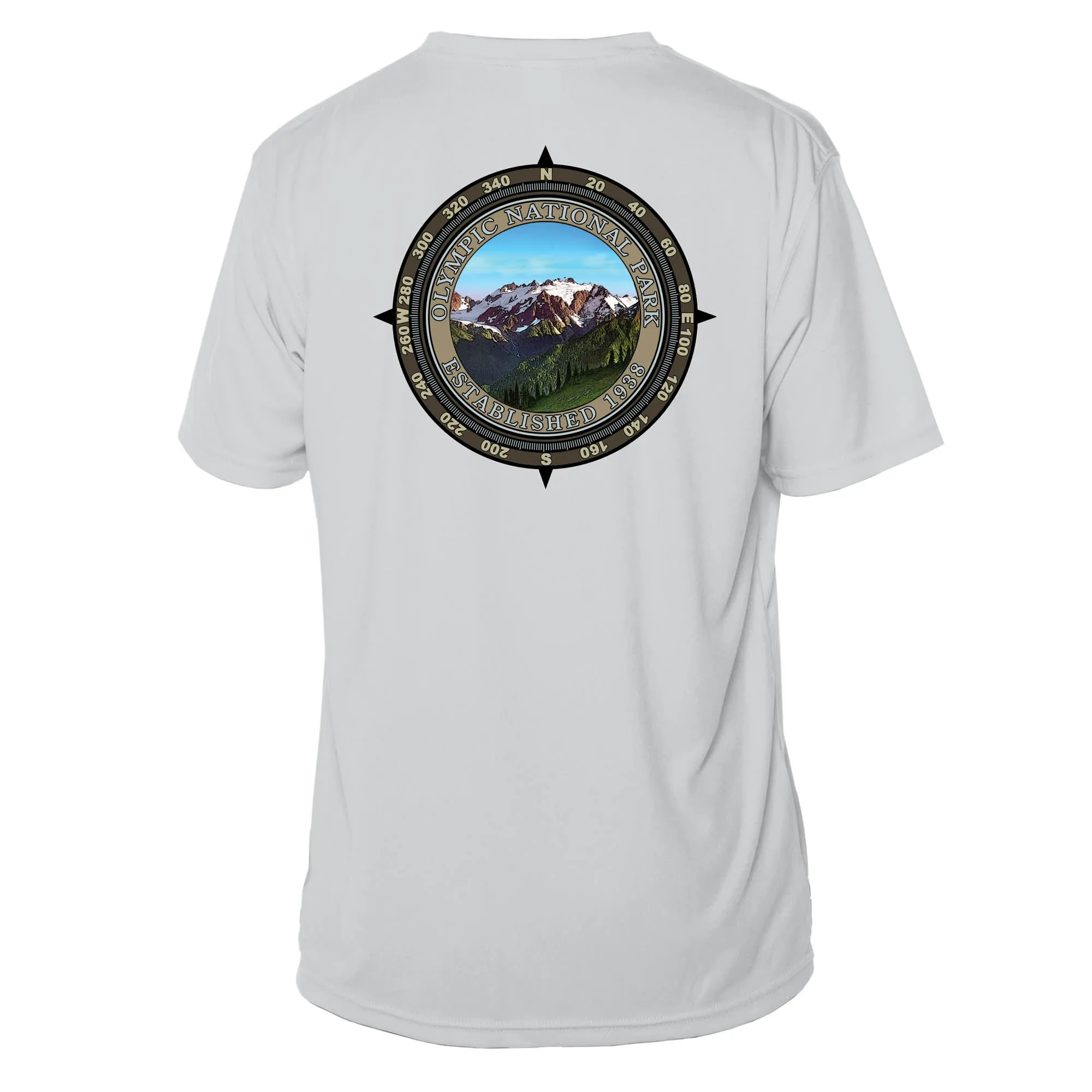 Retro Compass Olympic National Park Microfiber Short Sleeve T-Shirt