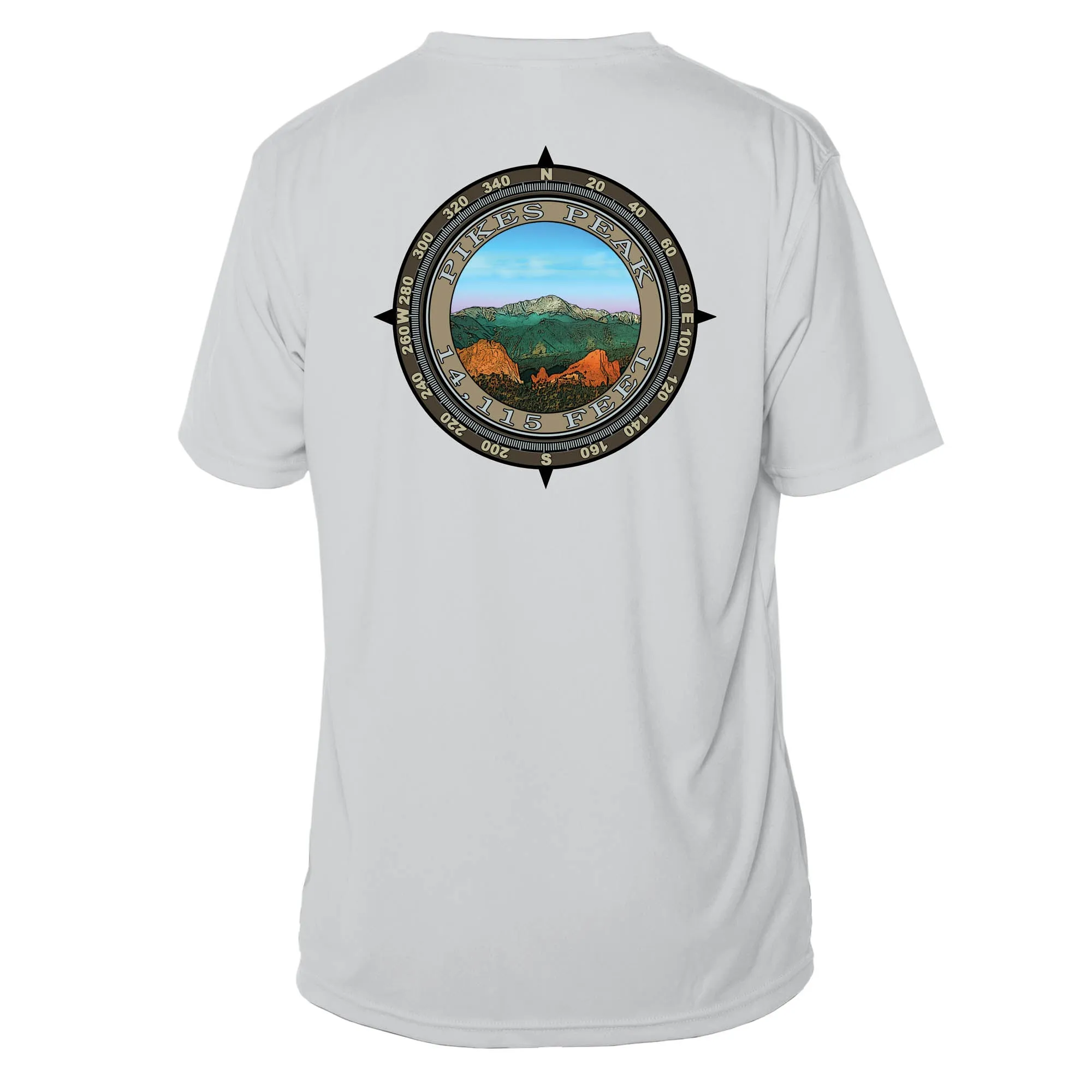 Retro Compass Pikes Peak Microfiber Short Sleeve T-Shirt