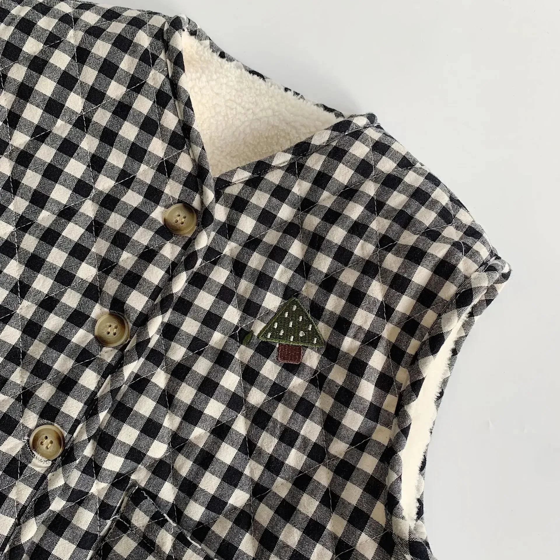 Retro Plaid Cotton Padded Vest