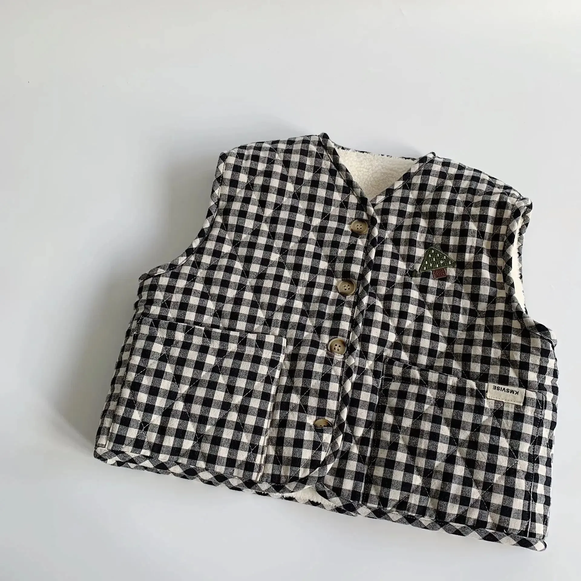 Retro Plaid Cotton Padded Vest