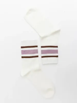 Retro Stripe Crew Socks - Deep Lavender