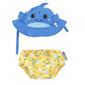 Reusable Baby Swim Diaper & Sun Hat Set - Whale