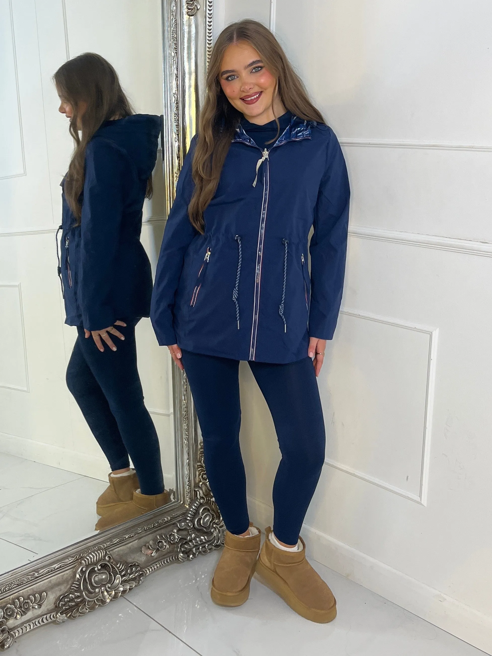 Reversible Mid Length Jacket - Navy