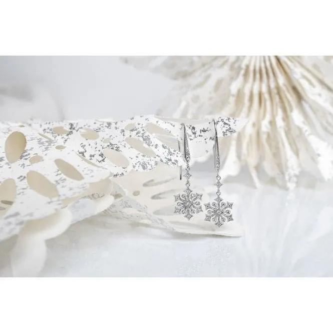 Revival Astoria Snow Zirconia Rhodium Plated Drop Earrings 50486CZ