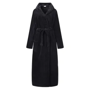 RH Men Belted Bathrobe Long Soft Fleece Collared Hooded Robe Spa Sleep RHM2760