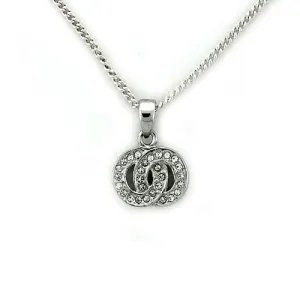 Rhodium Brass Chain Pendant with Top Grade Crystal in Clear for Women Style LOA1163