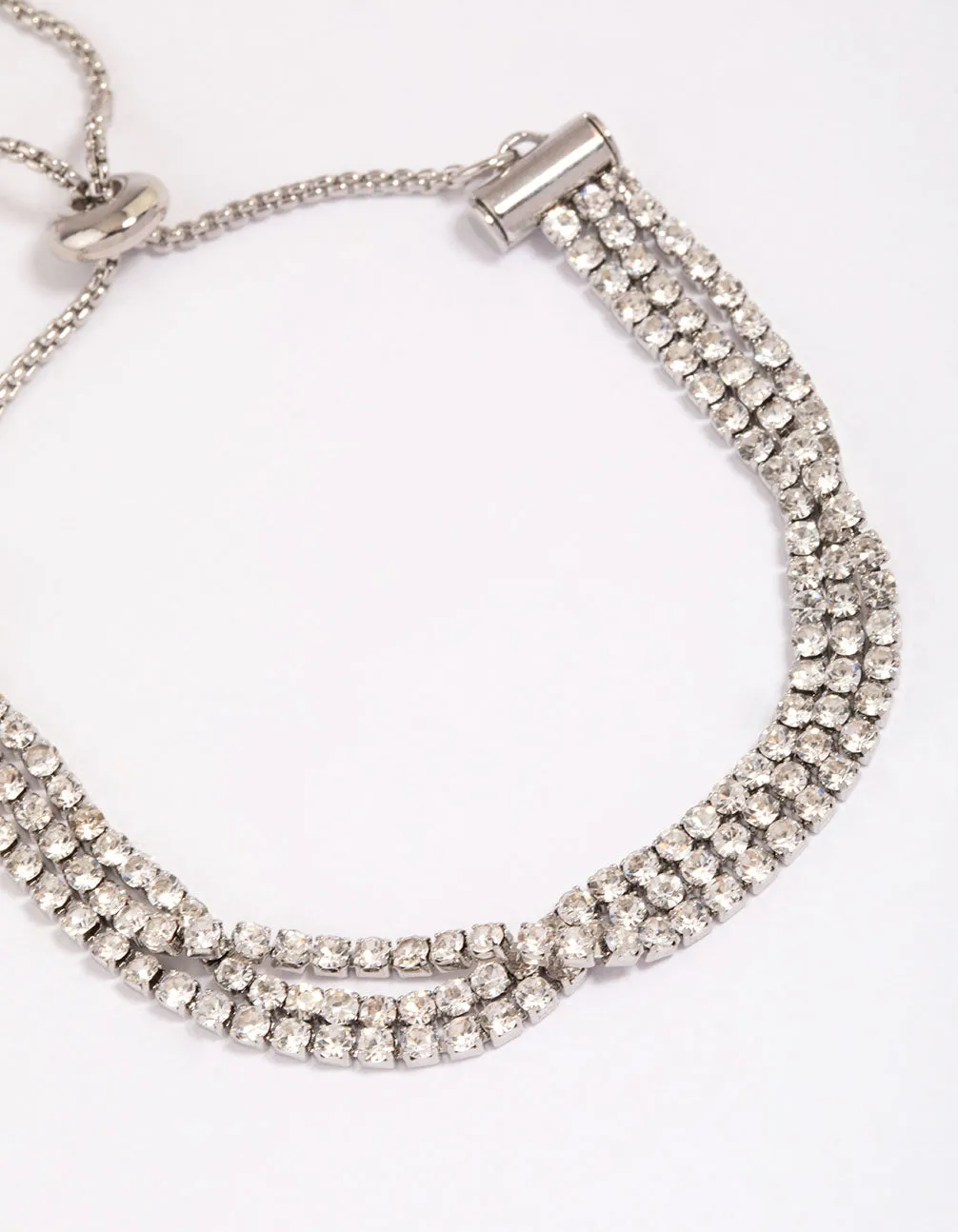 Rhodium Dainty Cupchain Toggle Bracelet
