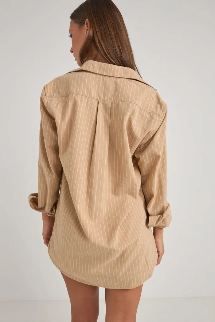 Rhythm Byron Striped Shirt - NATURAL
