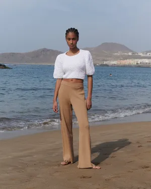 Rib Lounge Merino Wool Pants Nutmeg Beige