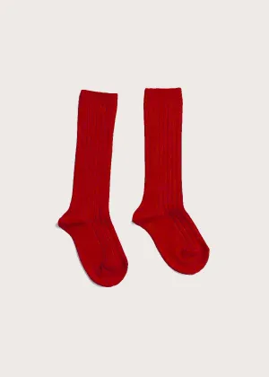 Ribbed Knee Socks in Red (0mths-10yrs)