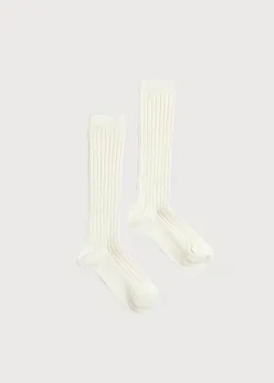 Ribbed Knitted Knee Socks in Cream (3mths-8yrs)