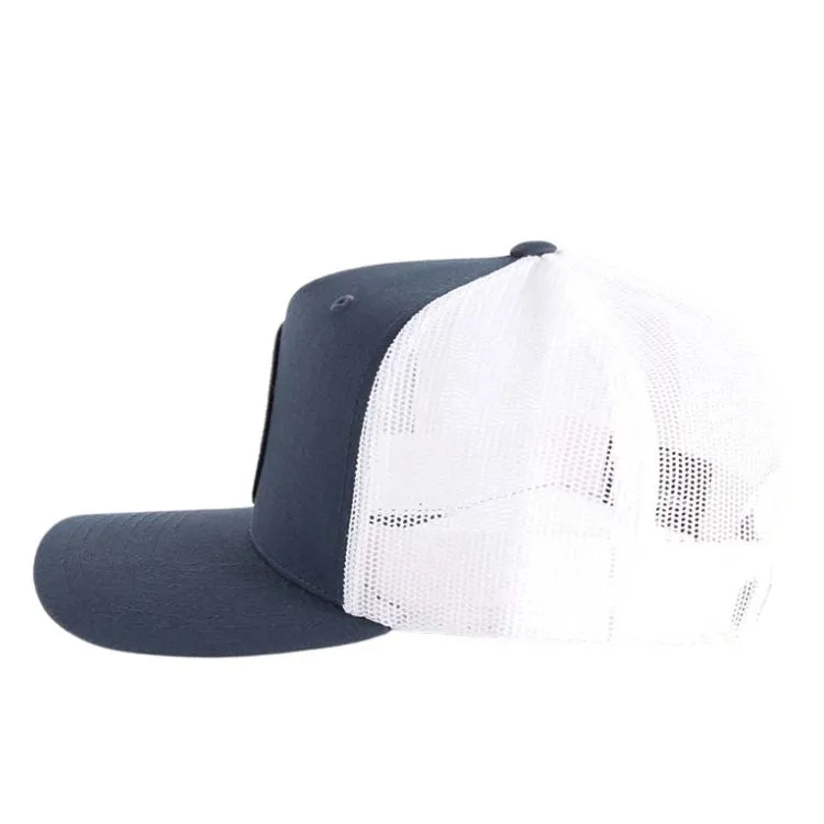 Ringers Western Signature Bull Trucker - Navy & White with Navy & Pink Patch