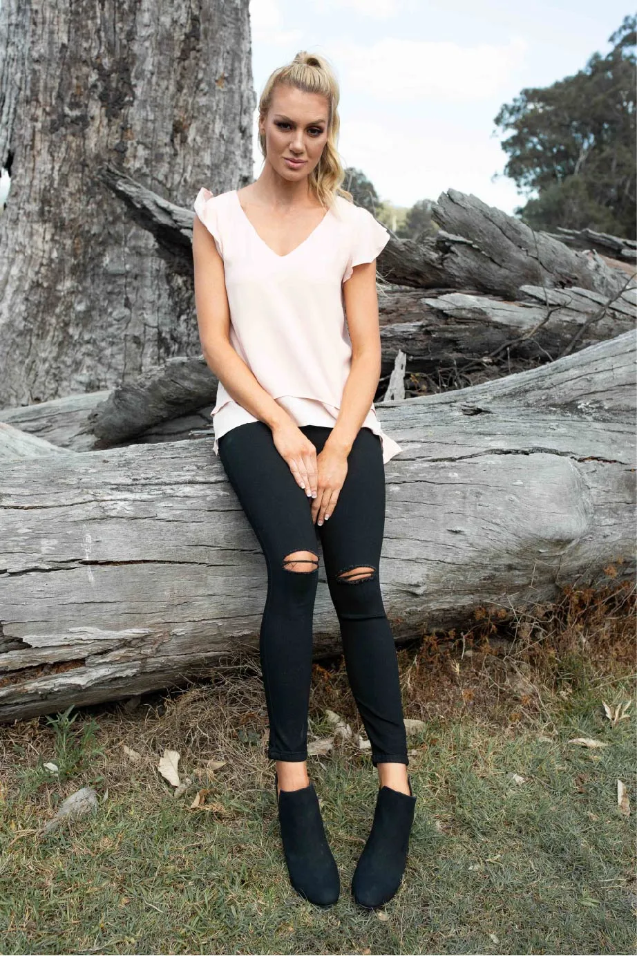 Rip Knee Black Denim Skinny Jean