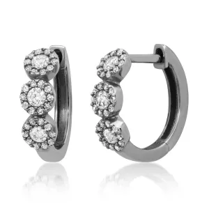 RIVETING DIAMOND HUGGIE EARRING, BR STERLING SILVER