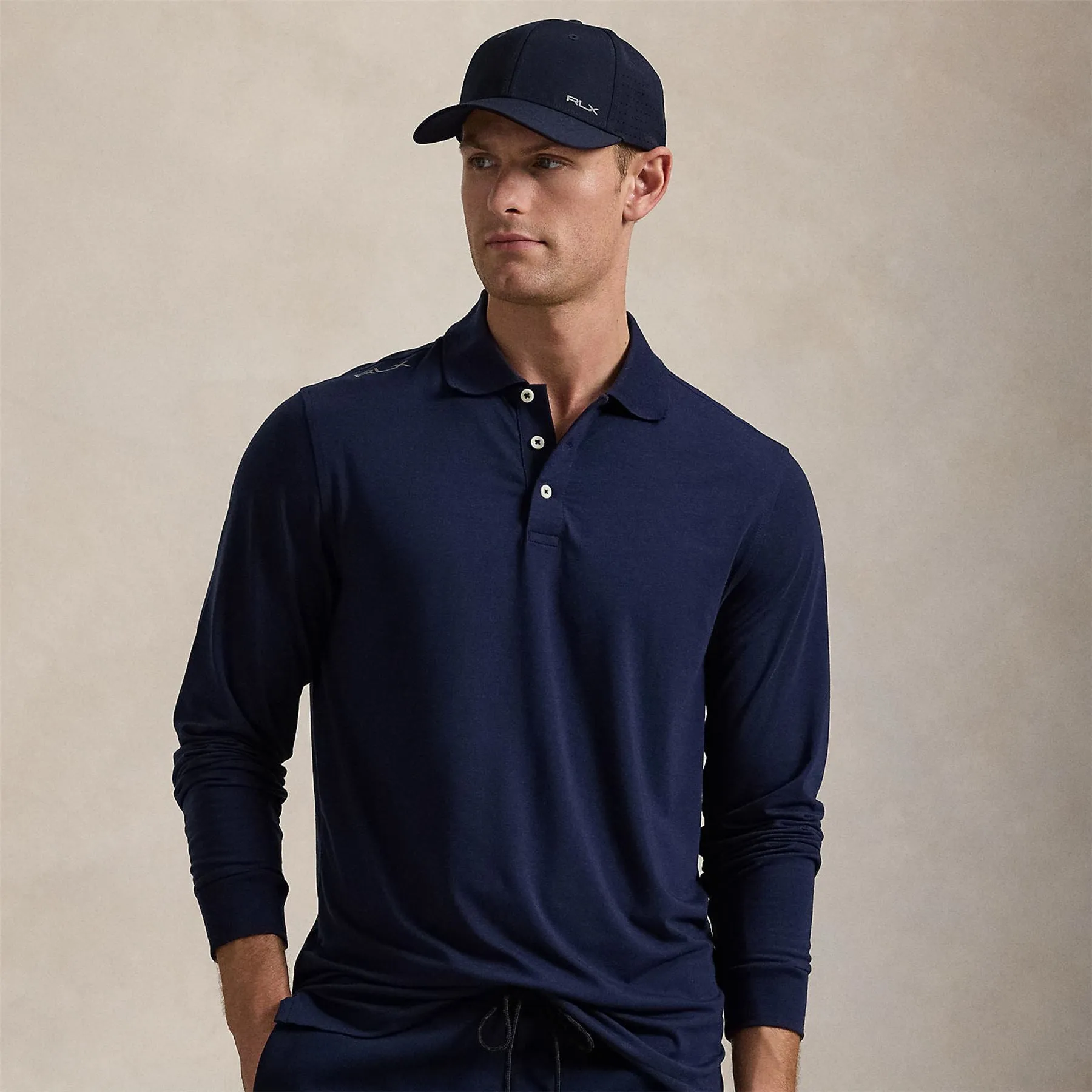 RLX Lounge Jersey LS Polo Refined Navy - 2024
