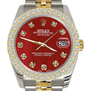 Rolex Datejust  Diamond Bezel/Red MOP Jubilee Watch TFJ-142507947