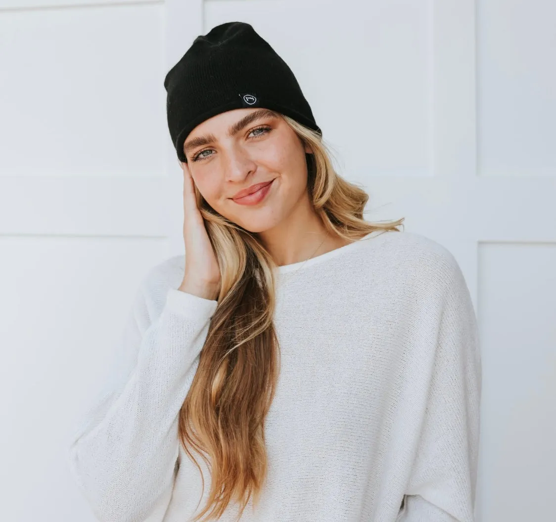 Rolled cashmere beanie