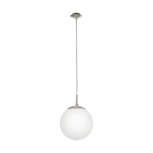 Rondo 200mm Satin Nickel and Opal Glass Ball Pendant