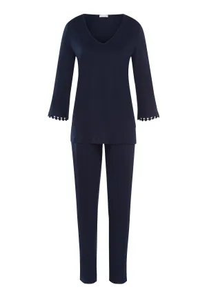 Rosa Embroidered Cotton Pajama Set | Deep Navy 74934-1610