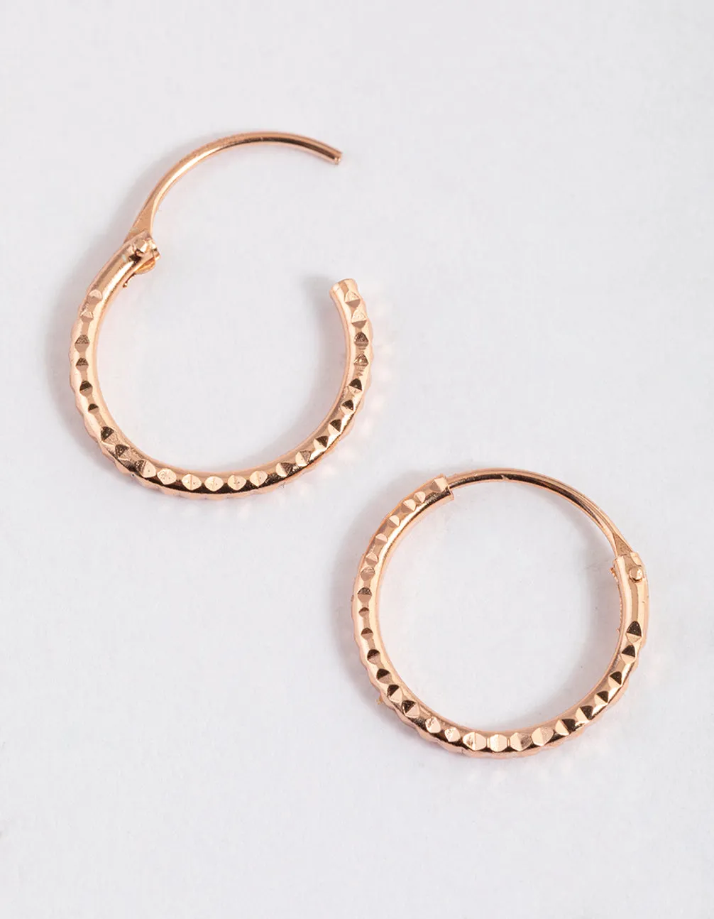 Rose Gold Plated Sterling Silver Diagonal Hoop Earrings 12mm