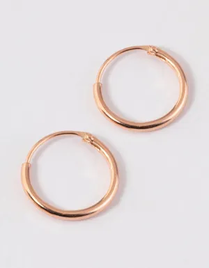 Rose Gold Plated Sterling Silver Hoop Earrings 10mm