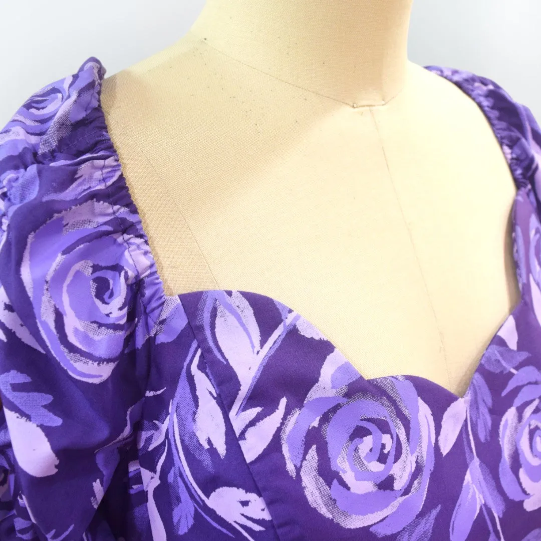 Rose Print Purple Hawaiian Dress 9485