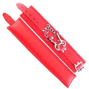 Rouge Garments Adjustable Padded Red Bondage Leather Wrist Cuffs