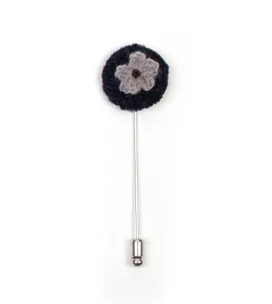 Round Knit Navy Lapel Pin
