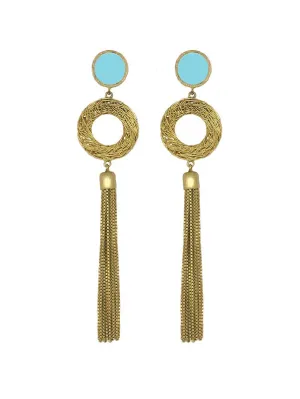 Round Turquoise Danglers (Long)