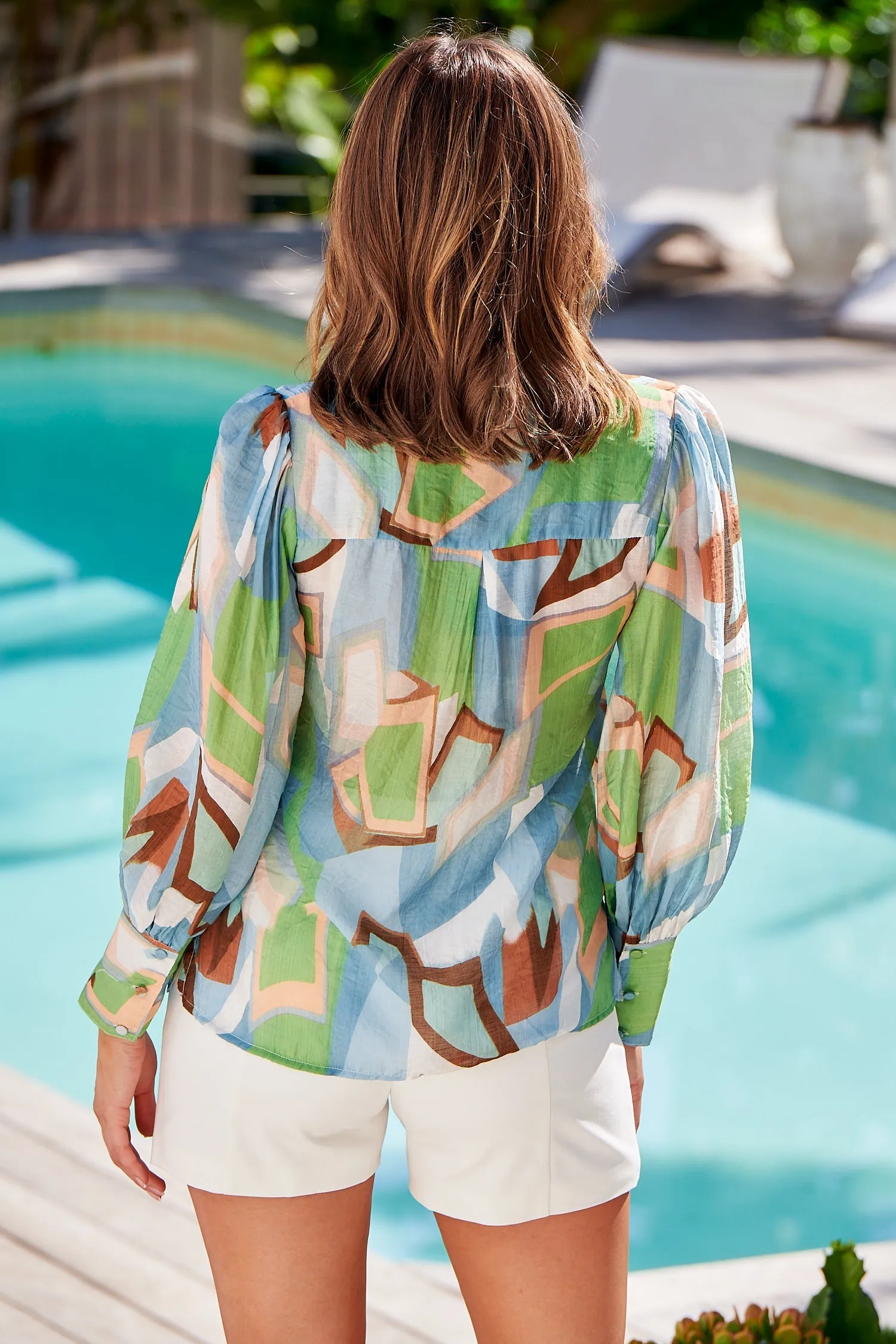 Roux Blue/Green Print Lightweight Summer Shirt