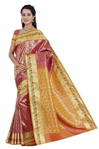 RR Women's Resham Silk Powerloom Saree (RR-BMB001-DEEP PINK)