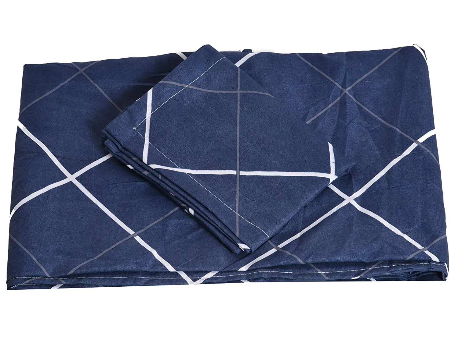 RRC Gless Cotton Elegant Polycotton Elastic Fitted Bedsheet With 1 Pillow Cover,36X78 (Inches) Elastic On All Around Side To Grip The Mattress, Blue