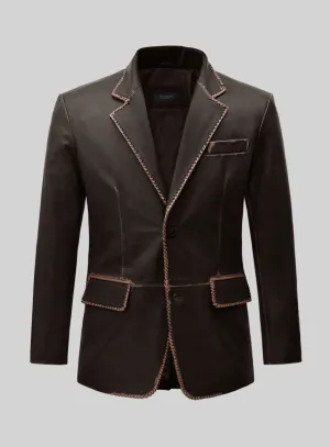 Rubbed Brown Medieval Leather Blazer