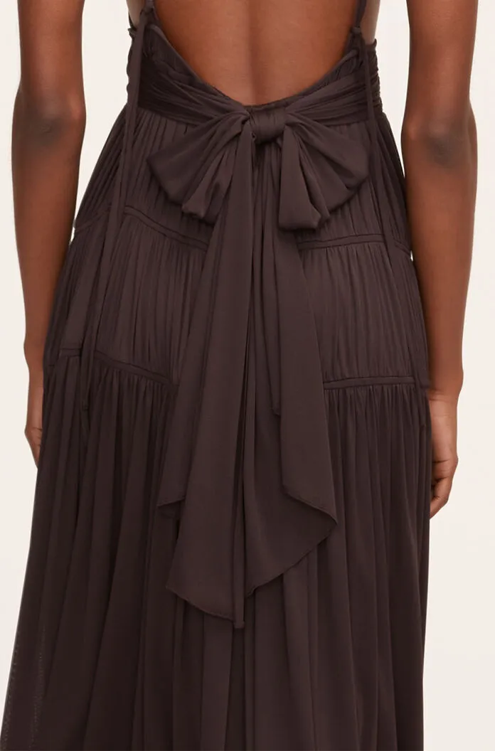 Ruched Mesh Maxi Dress - Walnut