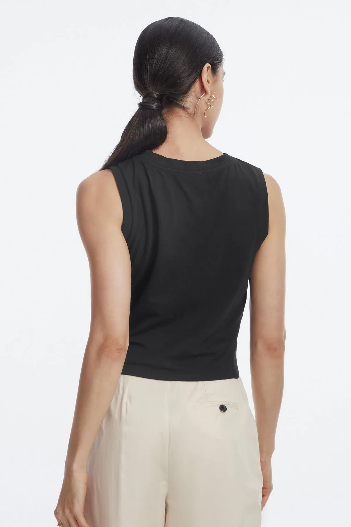 Ruched Round Neck Crop Top