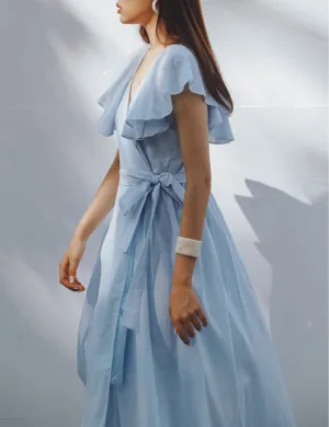 RUFFLE SLEEVE MAXI DRESS